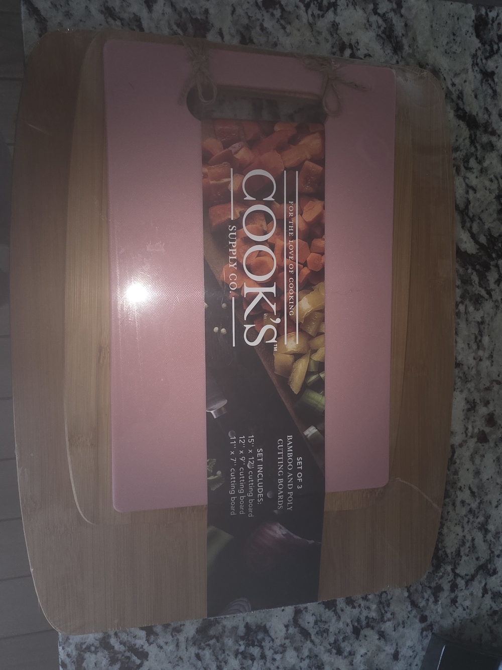 Cook's Supply Co. Bamboo & Pink Cutting Board Set